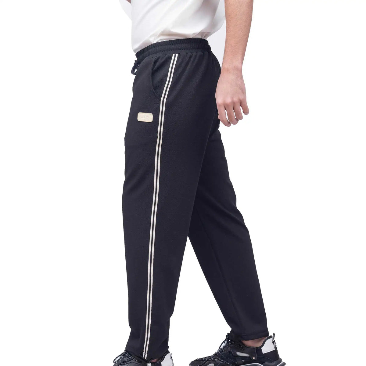 Ankle-Tied Casual Pants For Men 27 Black Image