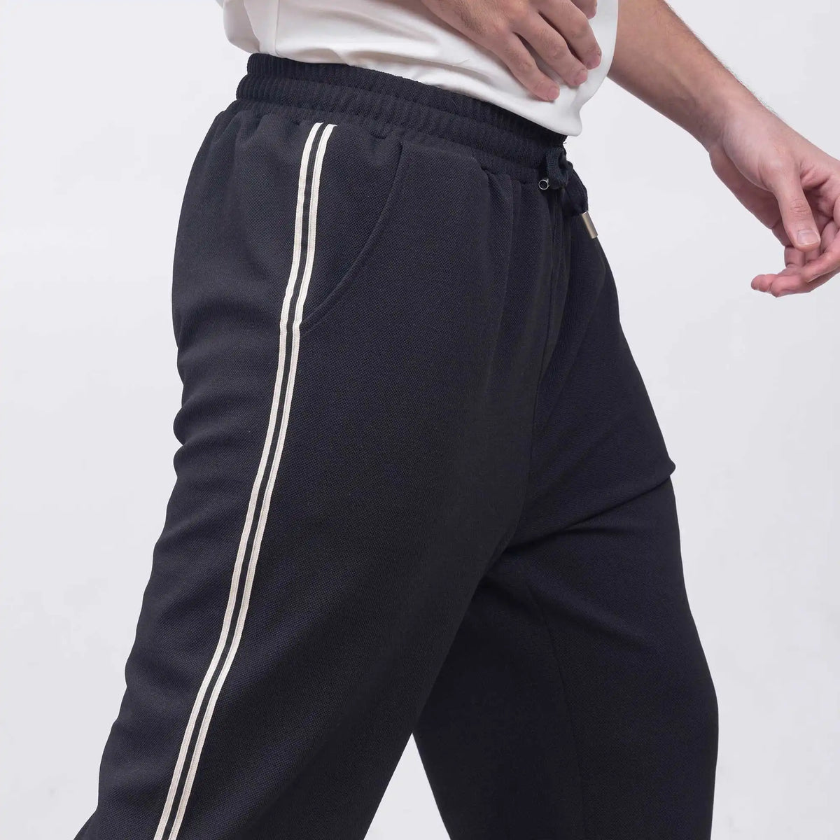 Ankle-Tied Casual Pants For Men 30 Black Image