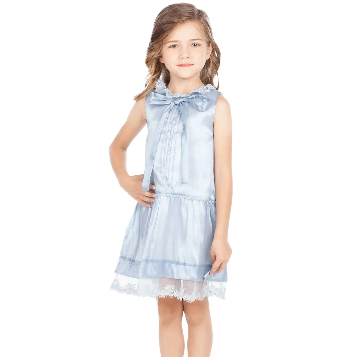 Laced Formal Dress For Girls 100 | 3Y Gray Blue 100 | 3Y,57,56,, Image