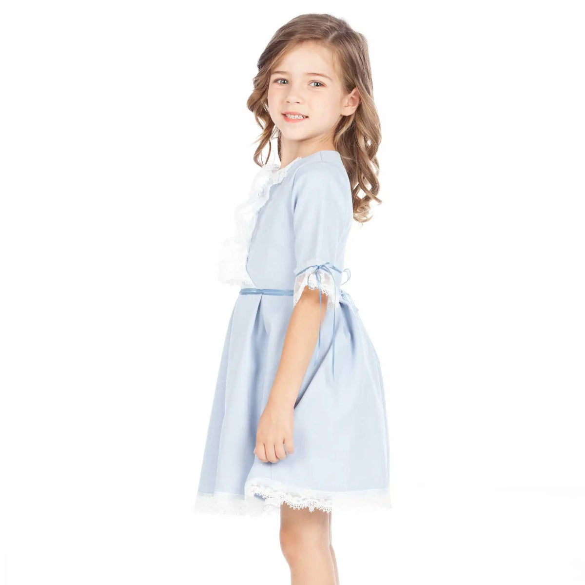 Laced Formal Dress For Girls 120 | 5-6Y Sky Blue 120 | 5-6Y,70,64,25,62 Image