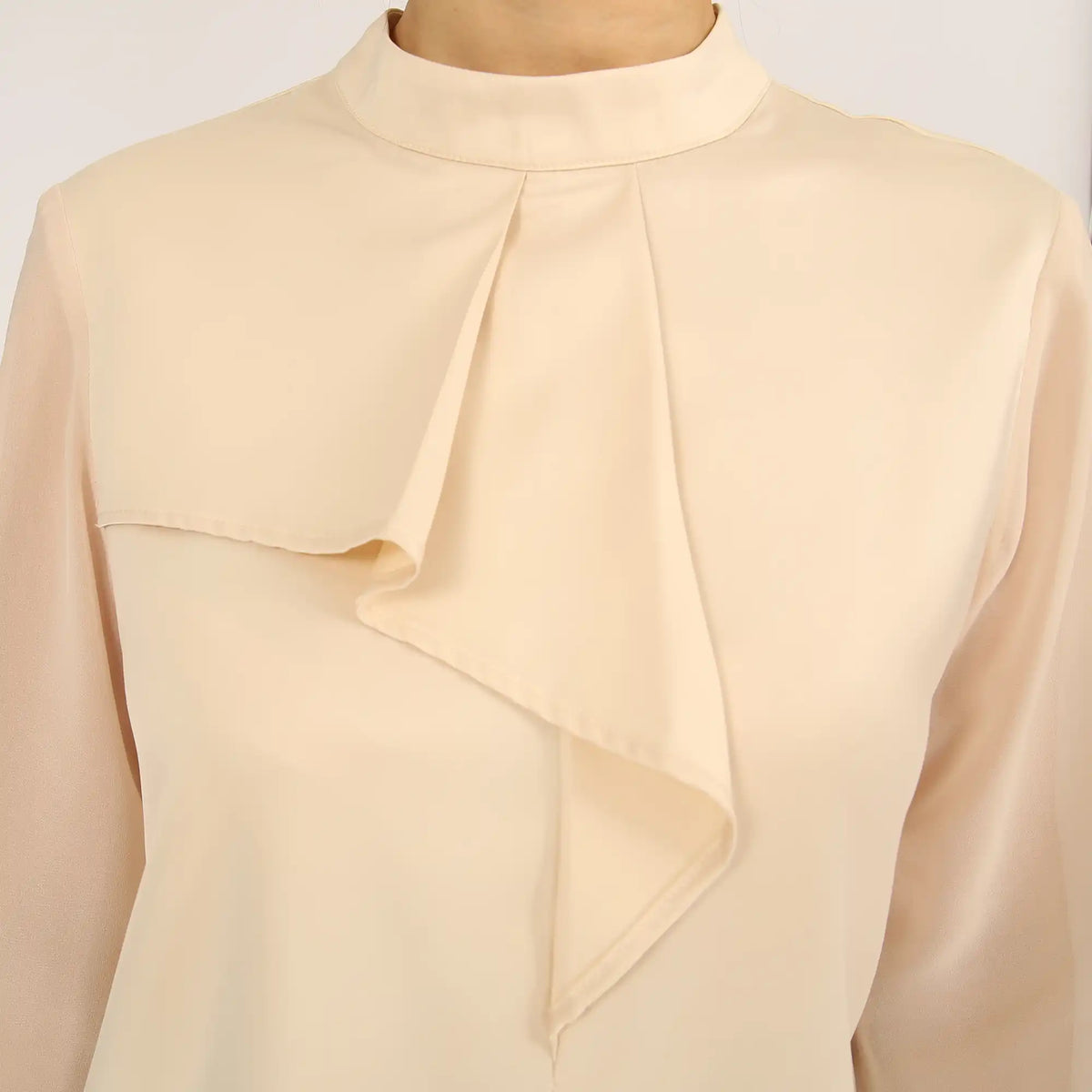 Plain Classic Blouse For Women 2XL Beige 2XL,62.5,112,60, Image