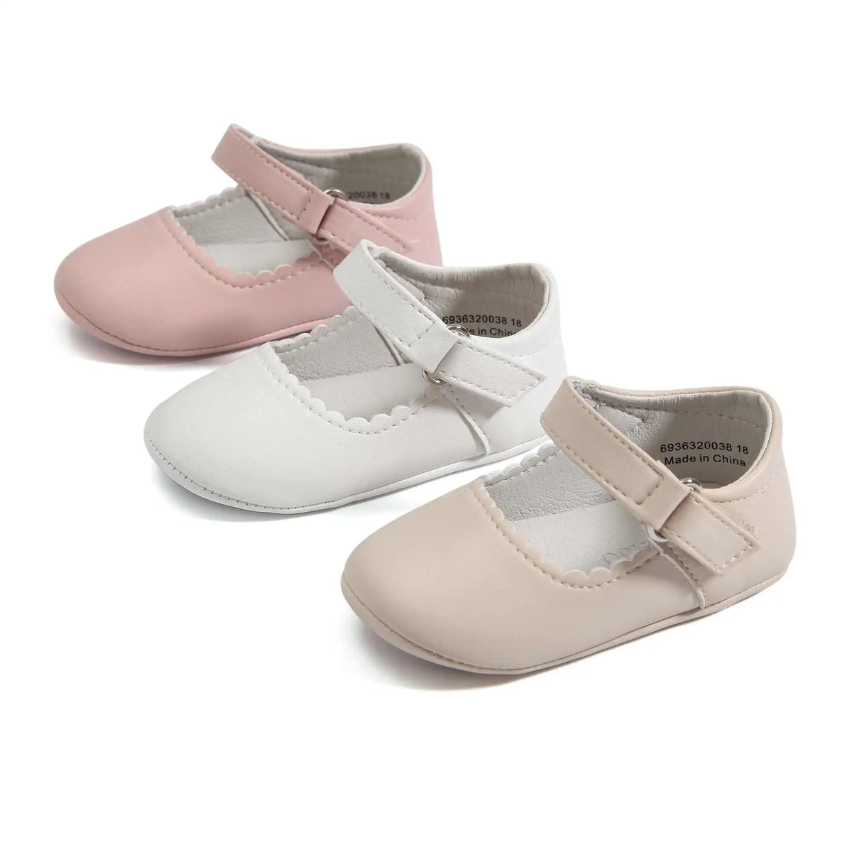 حذاء باليرينا بمقدمة مستديرة وشريط إغلاق لاصق للمواليد البناتي