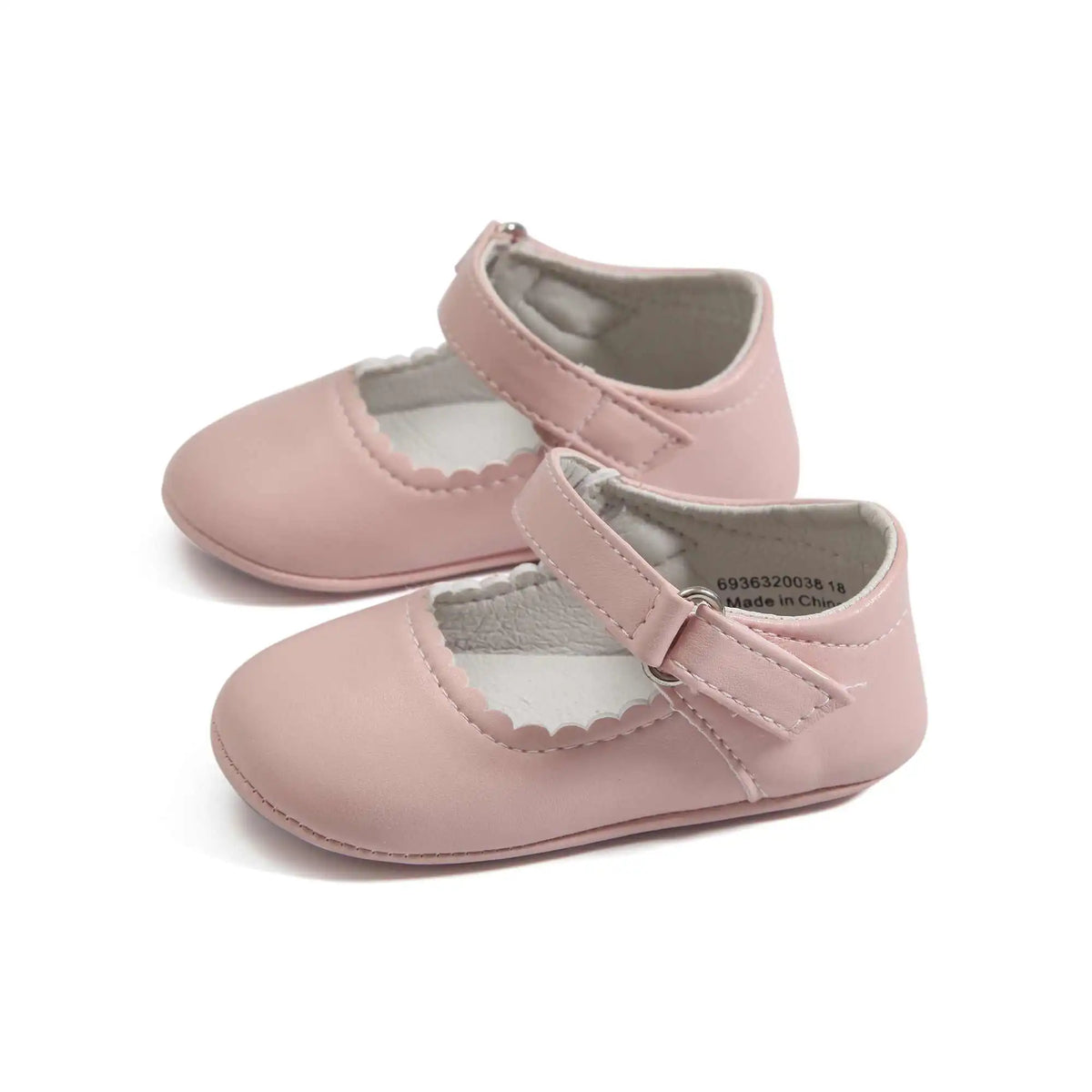 حذاء باليرينا بمقدمة مستديرة وشريط إغلاق لاصق للمواليد البناتي