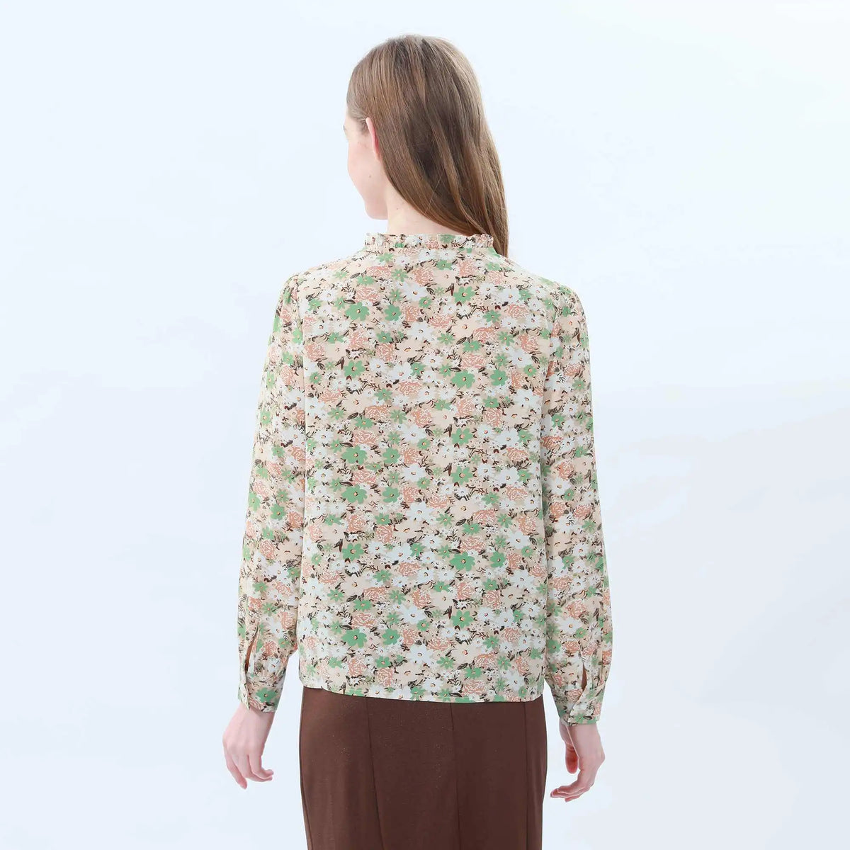 Floral Classic Blouse For Women L Green Flower L,60,102,61, Image