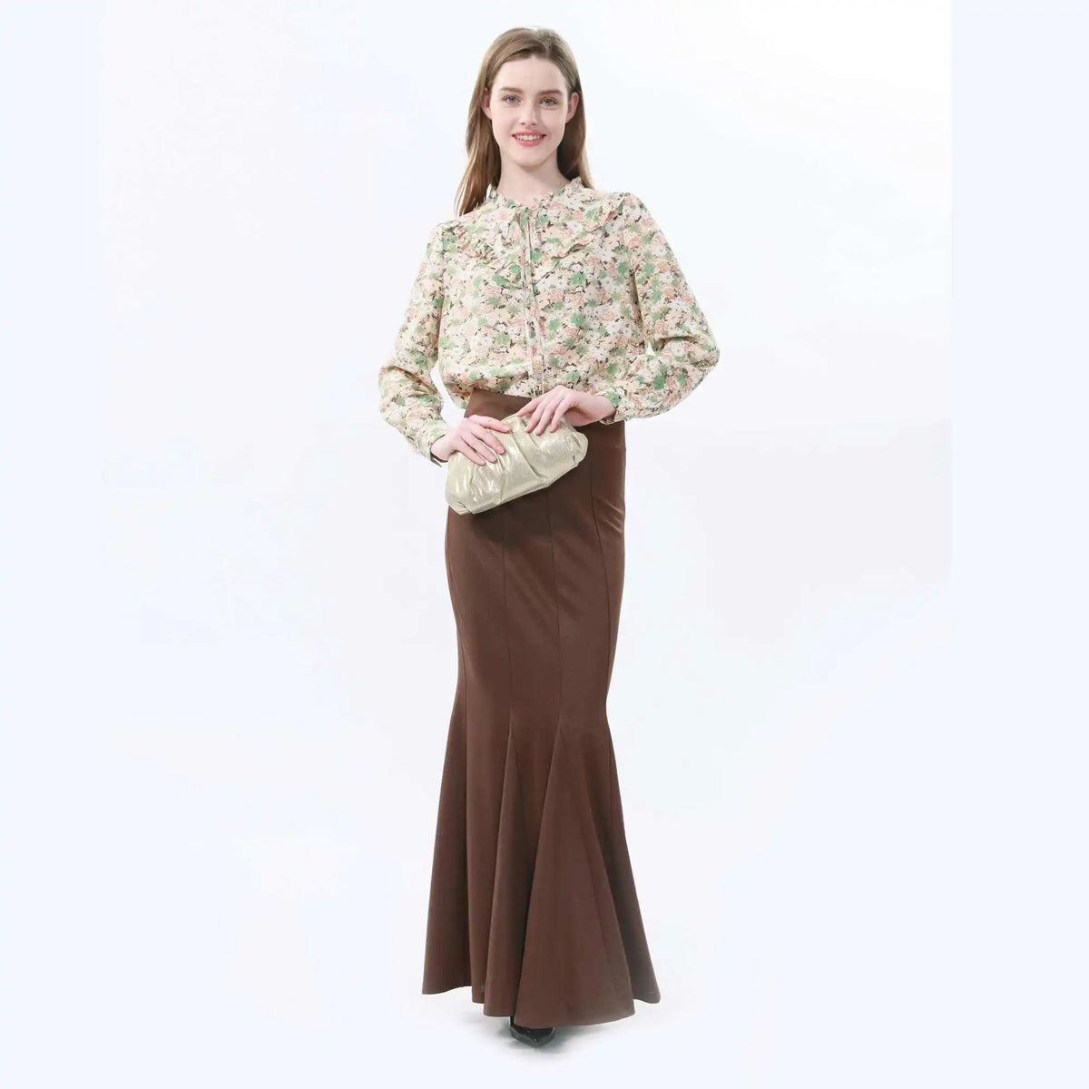 Floral Classic Blouse For Women XL Green Flower XL,60,106,61, Image