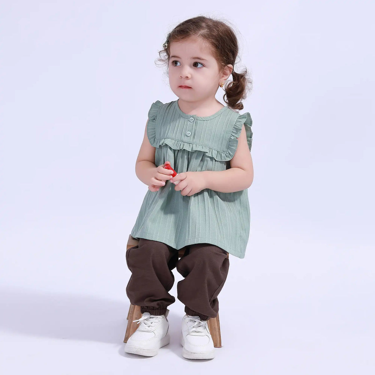 Ankle-Tied Basic Pants For Baby Girl