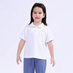 Off White Plain Basic Polo Shirt For Girls Image