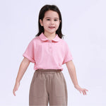 Pink Plain Basic Polo Shirt For Girls Image