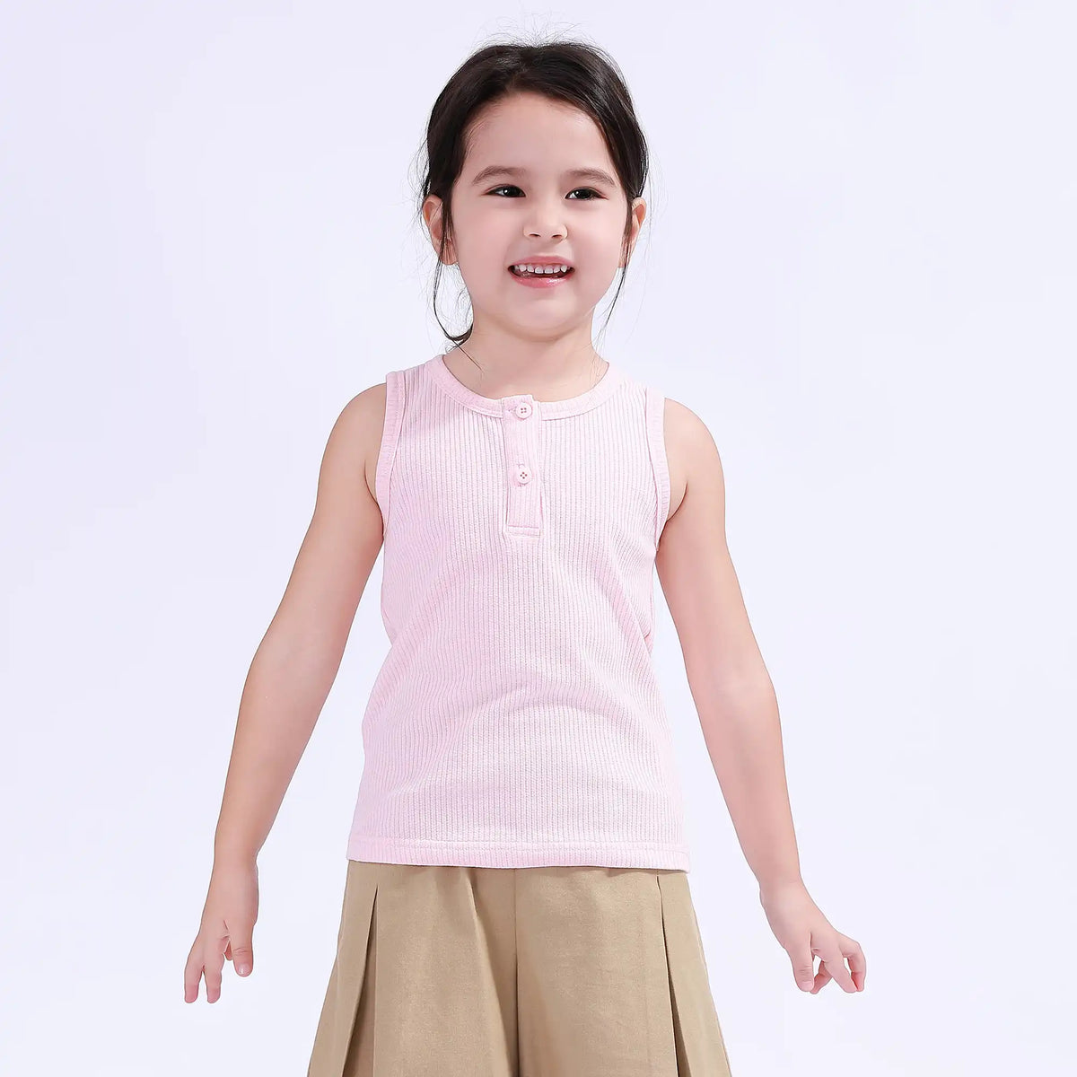 Plain Basic Vest For Girls Pink Image