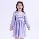 Purple Striped Basic Dress For Girls Image
