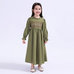Olive Green Floral Galabia For Girls Image