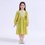 Yellow Green Floral Galabia For Girls Image