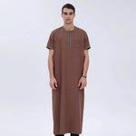 Embroidery Home Thoub For Men Light Coffee Image