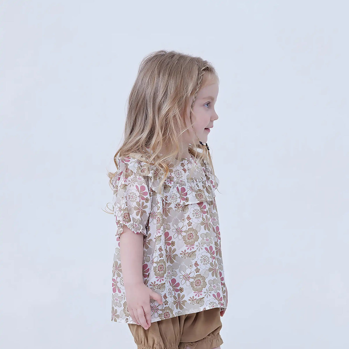 Floral Linen Blouse For Baby Girl