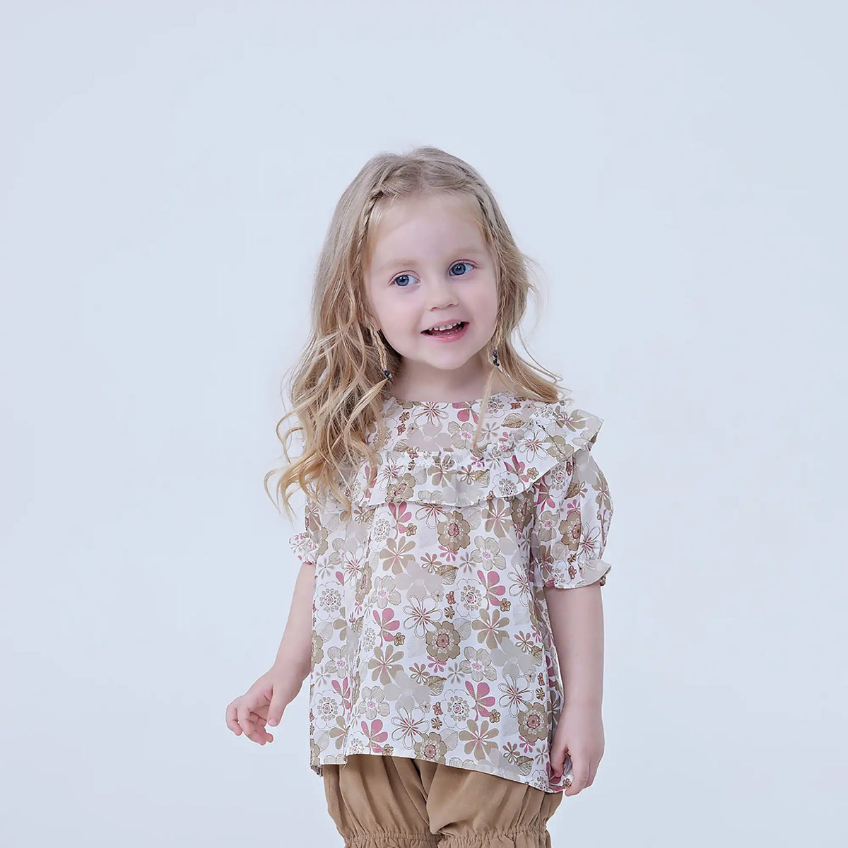 Floral Linen Blouse For Baby Girl