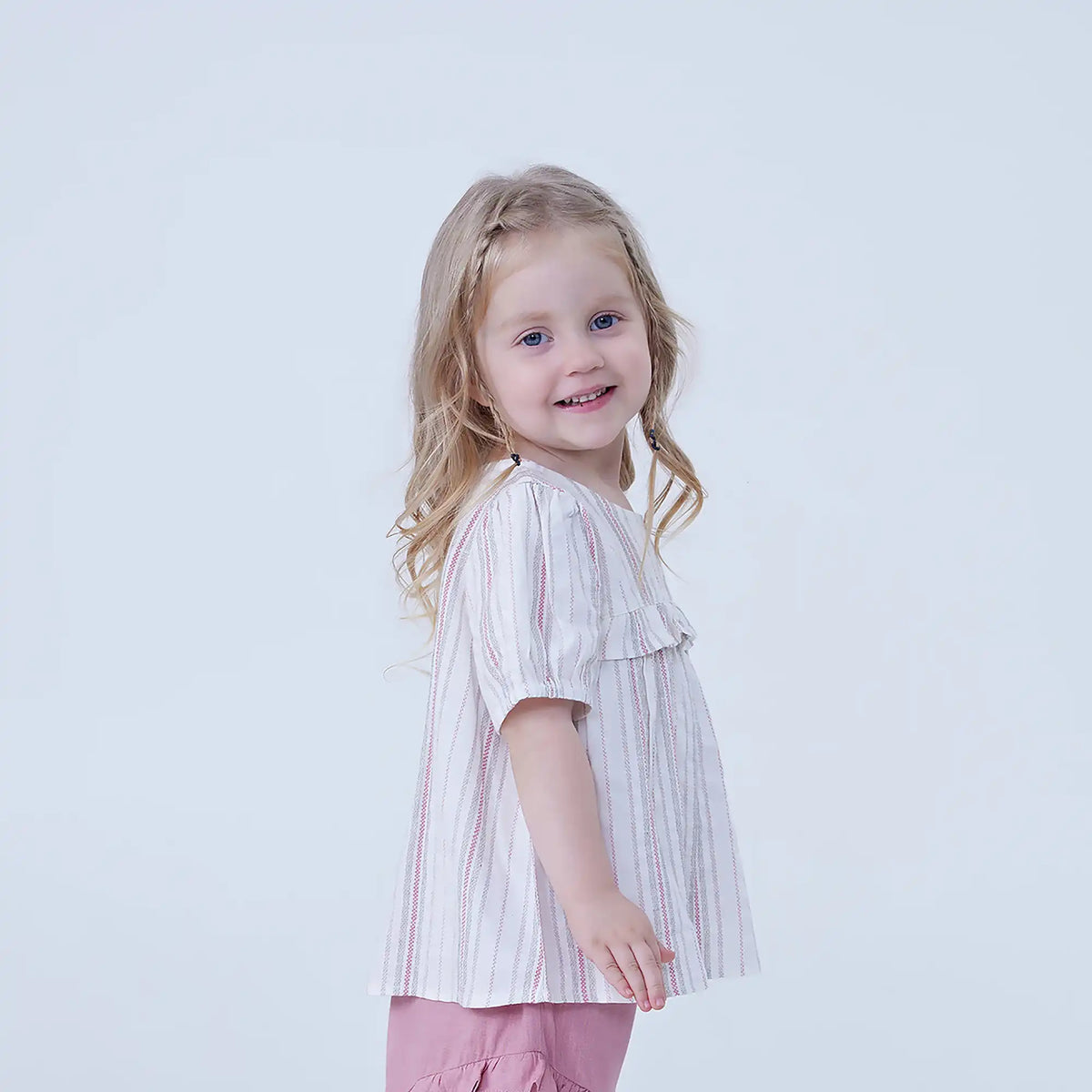 Striped Linen Blouse For Baby Girl Image