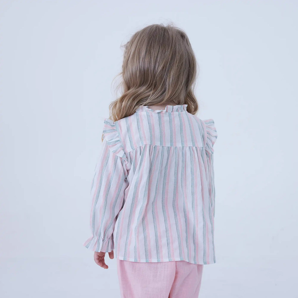 Striped Linen Shirt For Baby Girl Image