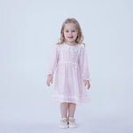 Floral Linen Dress For Baby Girl Pink Image