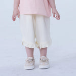 Light Beige Wide-Leg Linen Pants For Baby Girl Image