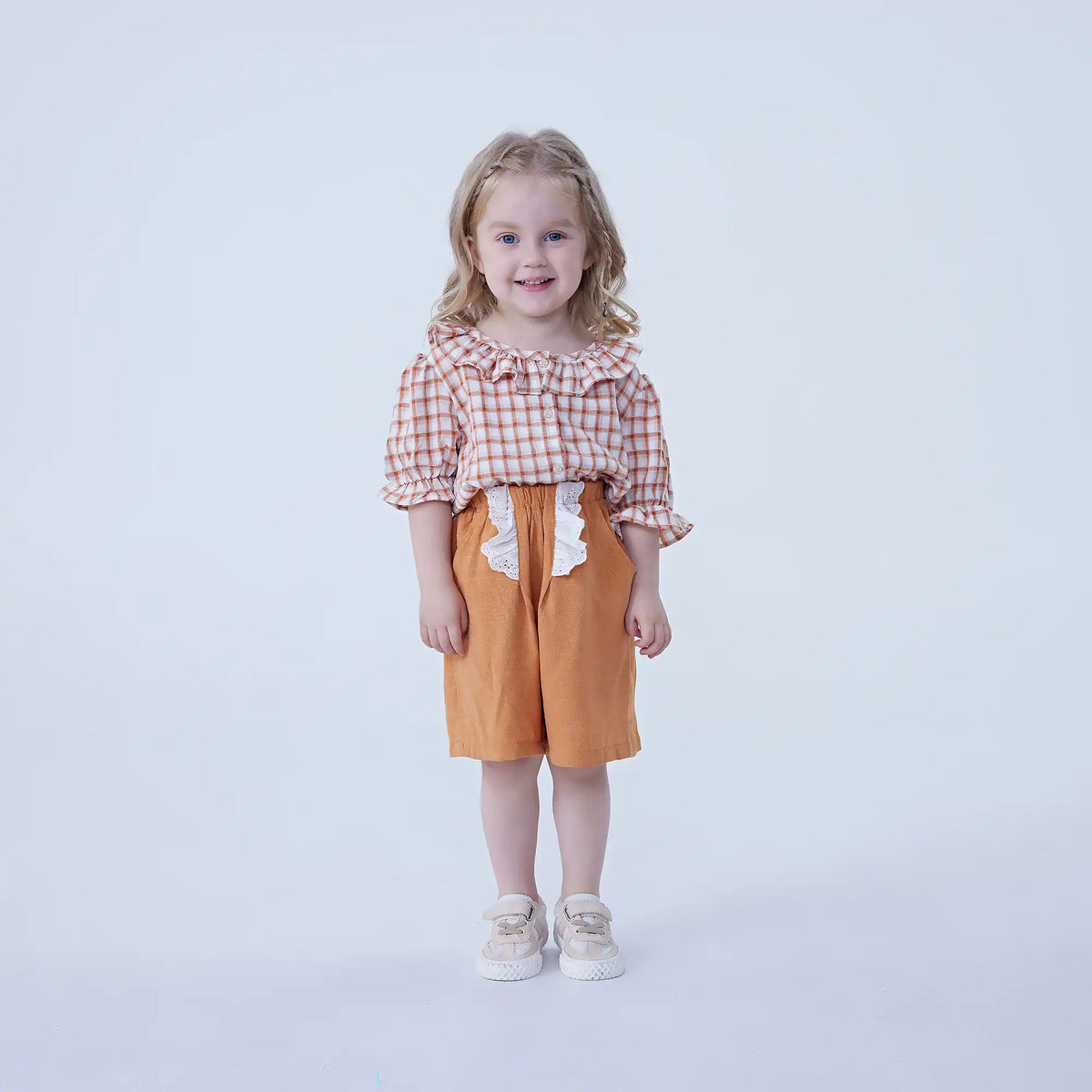 Checked Linen Shirt For Baby Girl Image