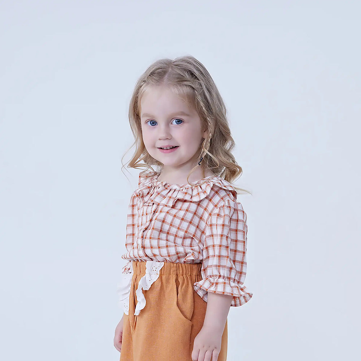 Checked Linen Shirt For Baby Girl Image