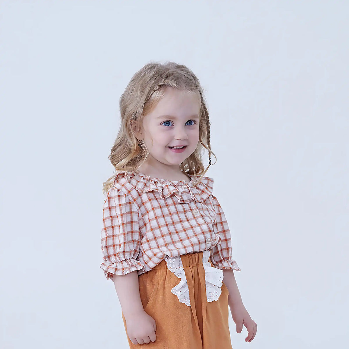 Checked Linen Shirt For Baby Girl Image