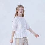 Checked Linen Blouse For Girls Image