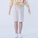 Light Beige Baggy Linen Shorts For Girls Image