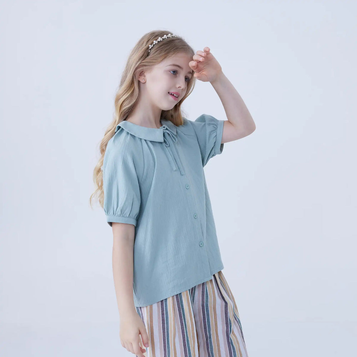 Plain Linen Shirt For Girls Image