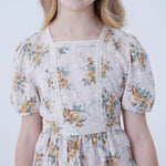 Floral Linen Dress For Girls Image