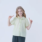 Light Green Jacquard Linen Shirt For Girls Image