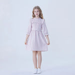 Striped Linen Dress For Girls Pink Image