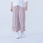 Maroon Wide-Leg Linen Pants For Girls Image