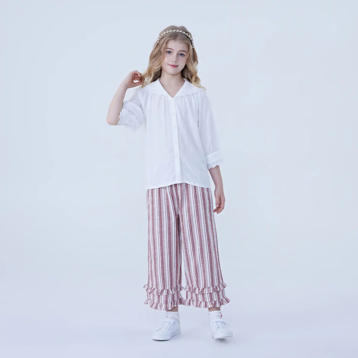 Wide-Leg Linen Pants For Girls Image