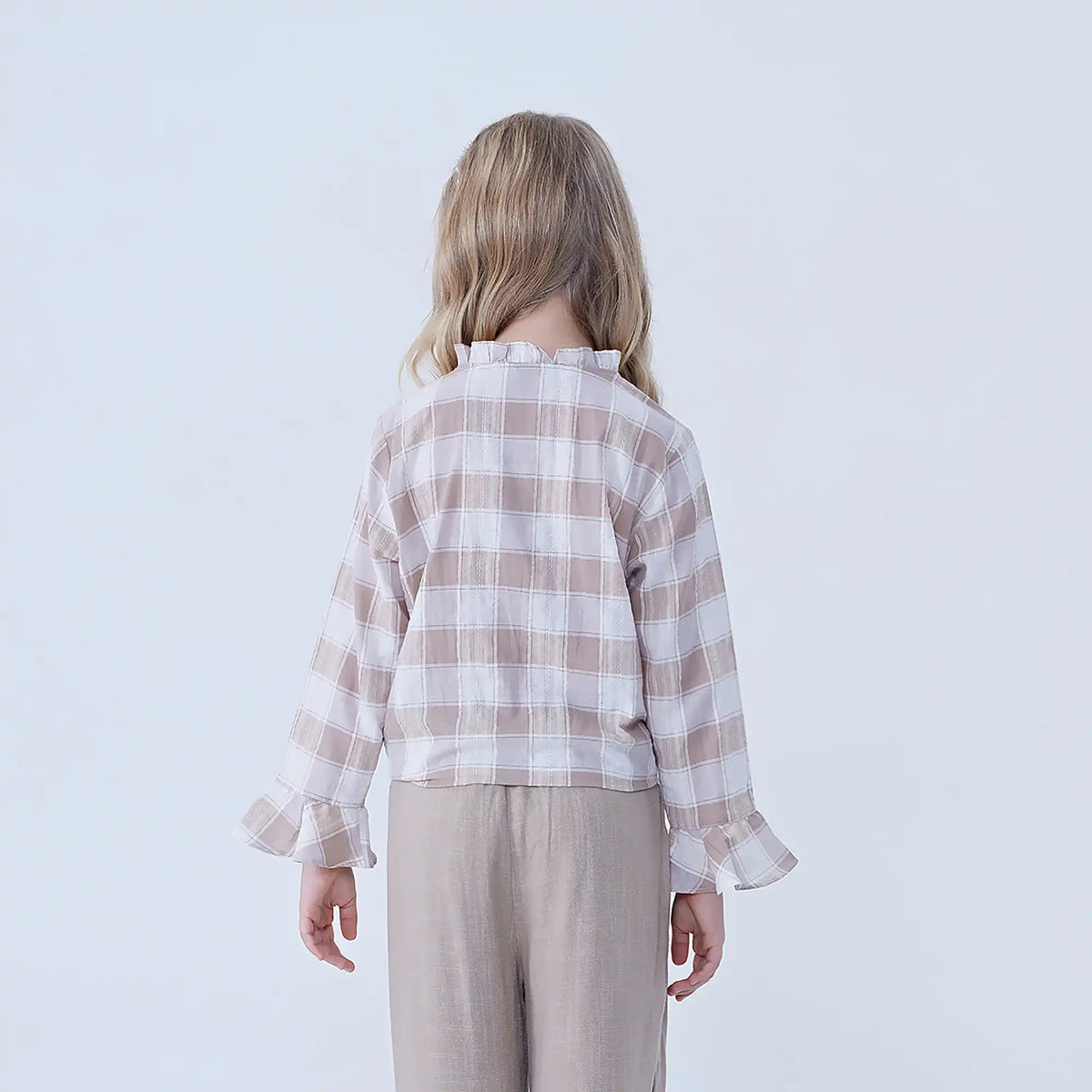 Checked Linen Shirt For Girls Image