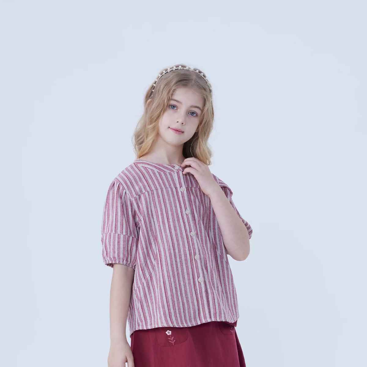 Striped Linen Shirt For Girls Image