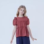 100 | 3Y Maroon 100 | 3Y,38,70,15,- Striped Linen Blouse For Girls Image