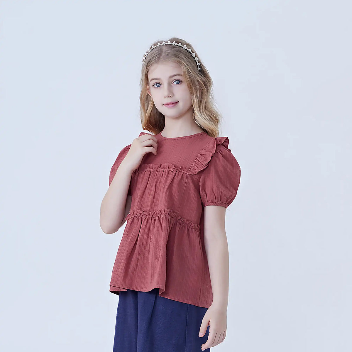 Striped Linen Blouse For Girls