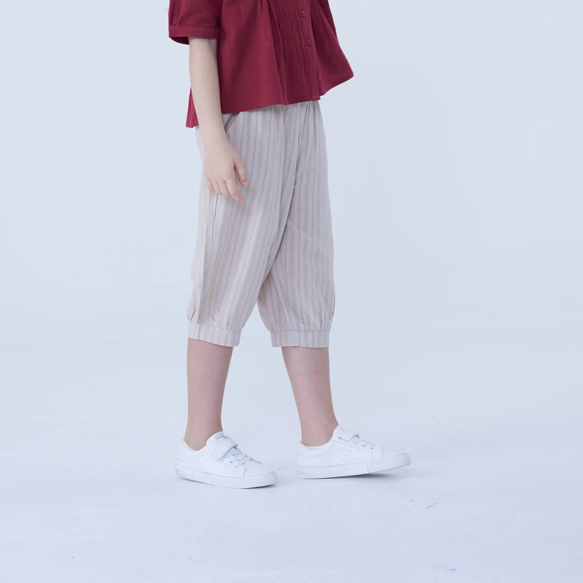 Ankle-Tied Linen Pants For Girls Image