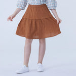 Coffee Skater Linen Skirt For Girls Image