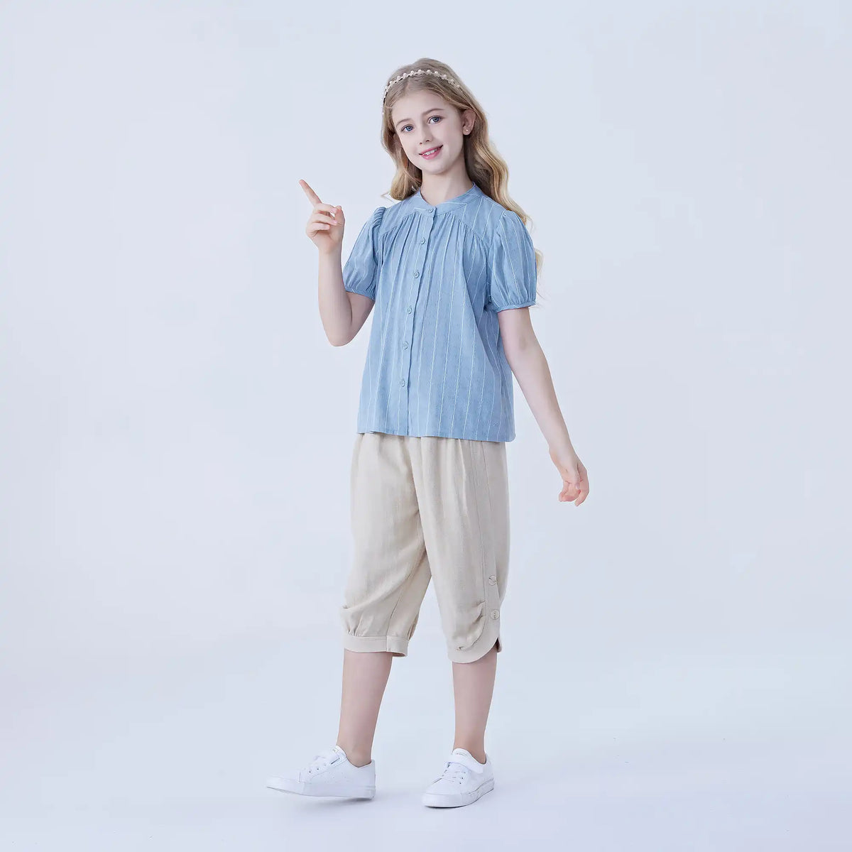 Striped Linen Shirt For Girls Image