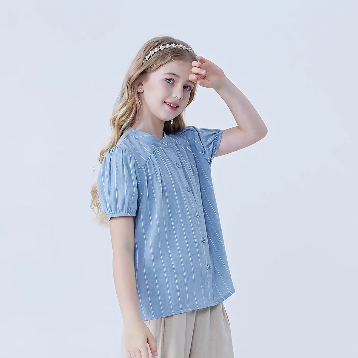 Striped Linen Shirt For Girls Image