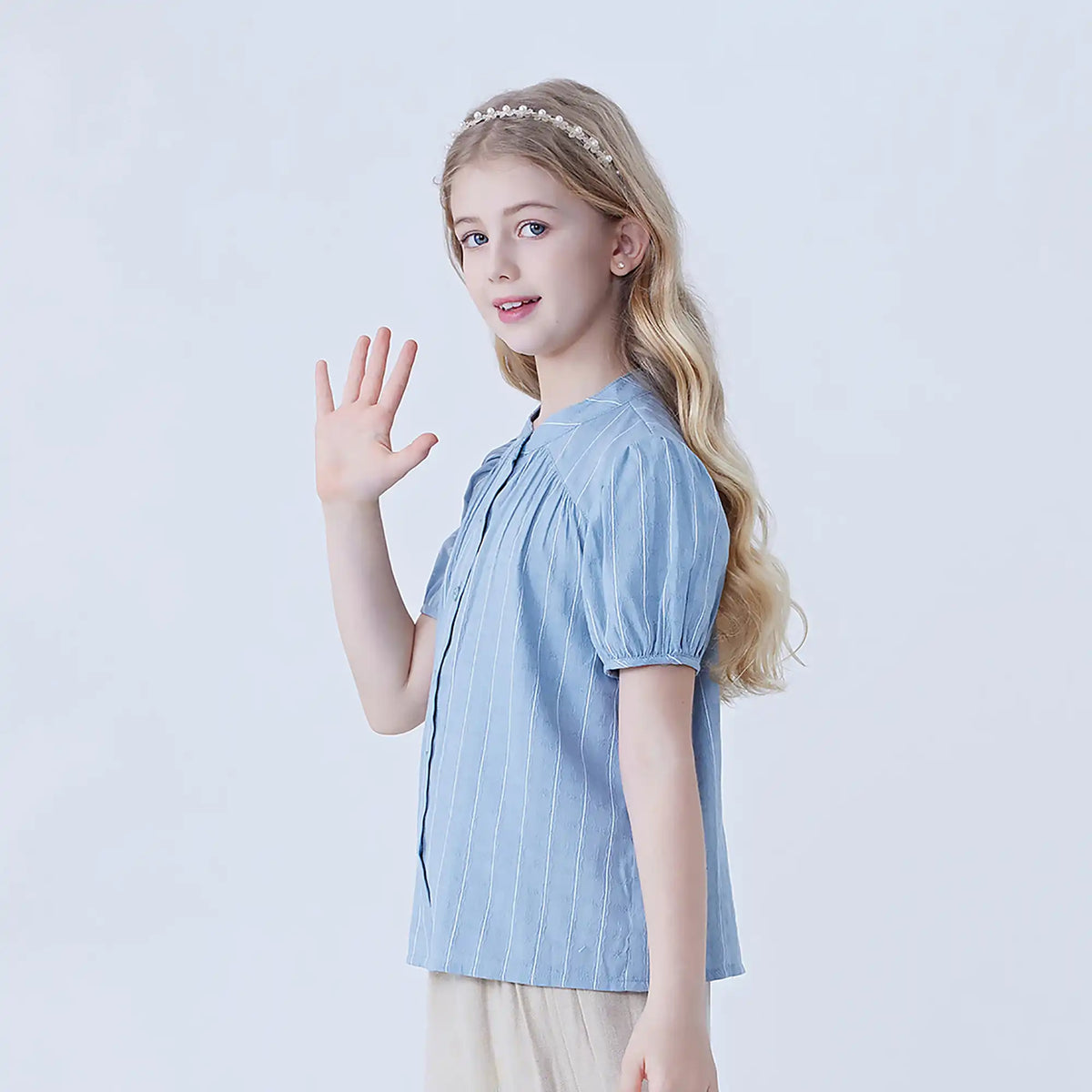 Striped Linen Shirt For Girls Image