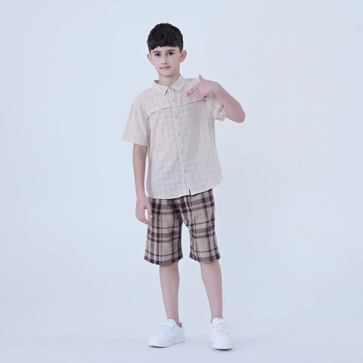 Checked Linen Shirt For Boys