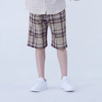Coffee Baggy Linen Shorts For Boys Image