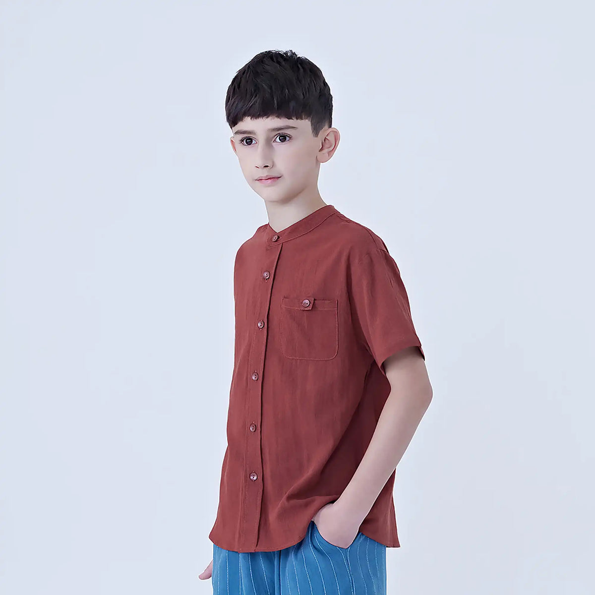 Plain Linen Shirt For Boys Image