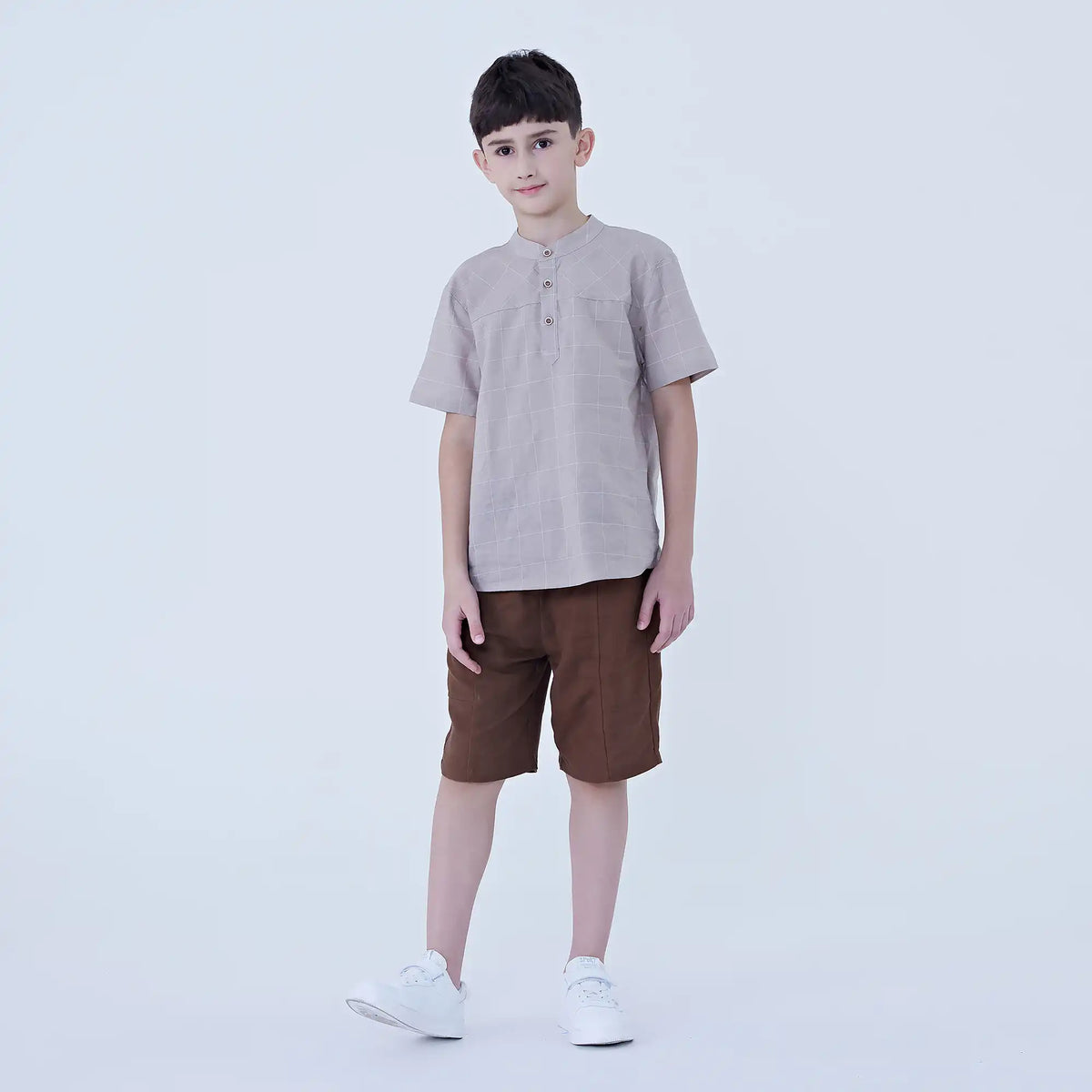 Checked Linen Blouse For Boys Image