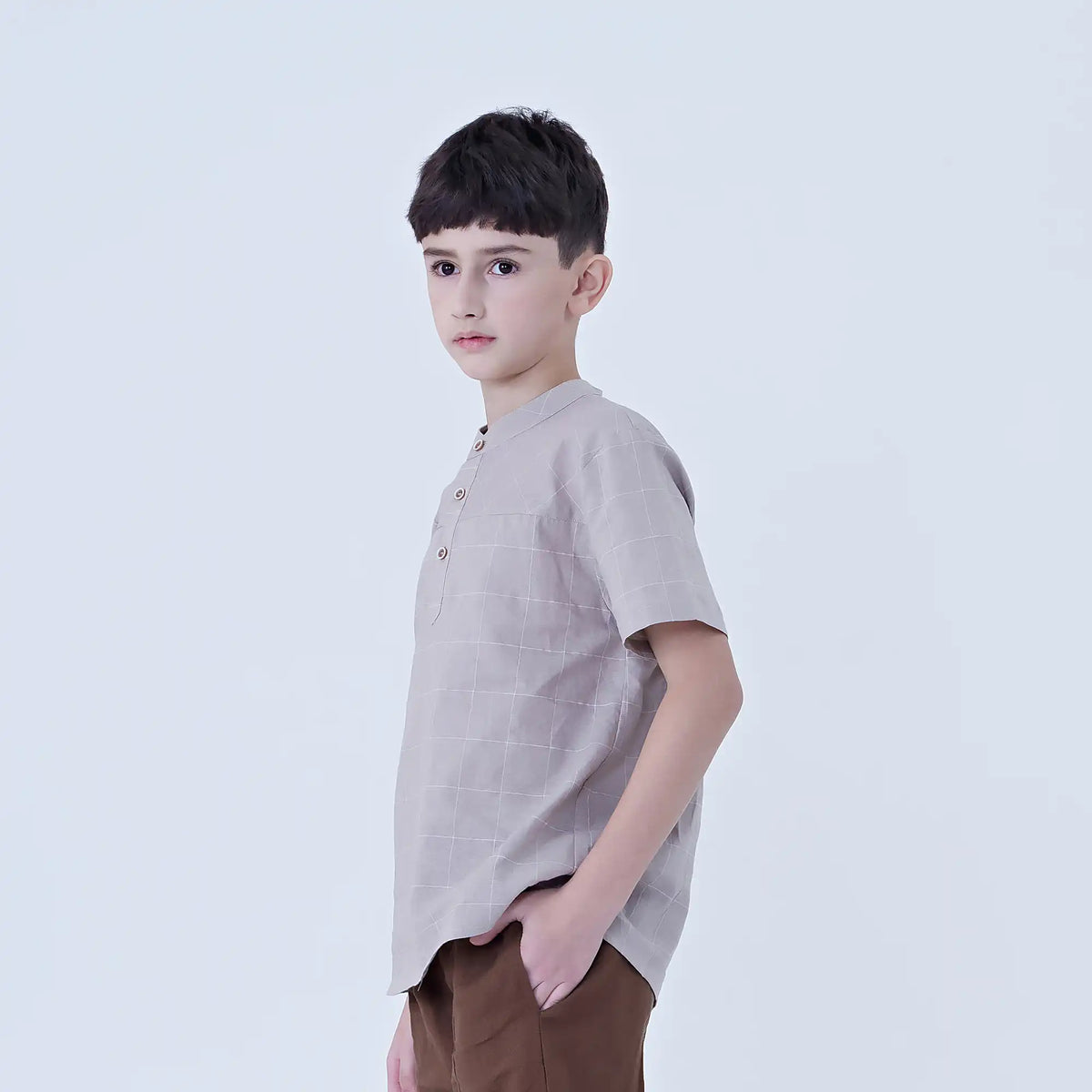 Checked Linen Blouse For Boys Image