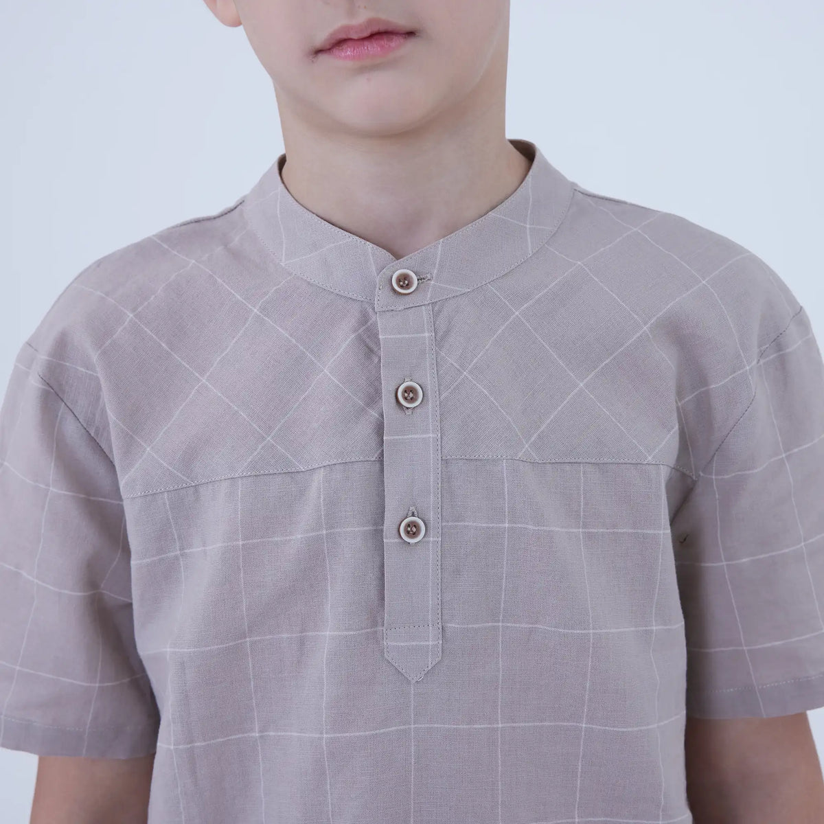 Checked Linen Blouse For Boys Image