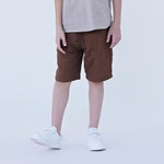 Dark Coffee Ordinary Linen Shorts For Boys Image